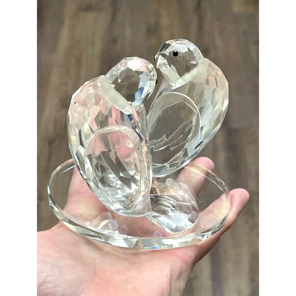 Shannon Crystal Godinger Faceted Love Birds Glass Figurine Sculpture 4" Tall - Picture 4 of 12